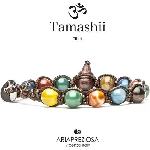 Tamashii bracciale pietra tibetano agata striata mix Tamashii unisex 1 giro bhs900-229