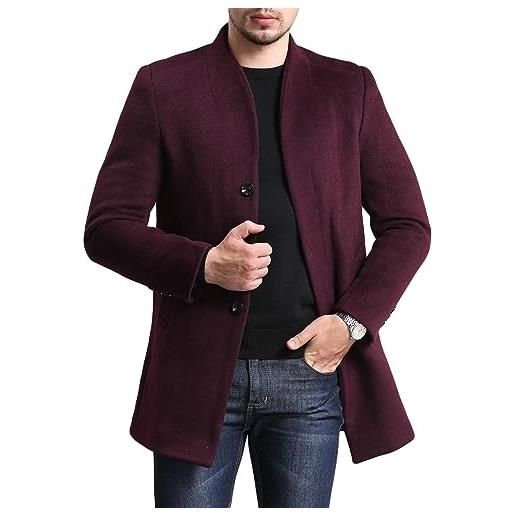 Allthemen cappotto invernale da uomo in lana trenchcoat lungo slim fit coat business caldo da lavoro a manica lunga grigio xs