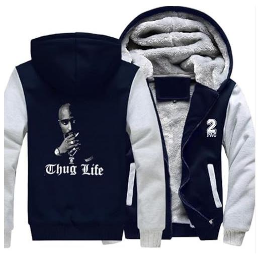 BRIGHTS tupac hip hop thug life hoodie-rock sports jacket, moda zipper hoodie giovani maniche lunghe, caldo più velluto maglione spesso, unisex casual cardigan-regalo