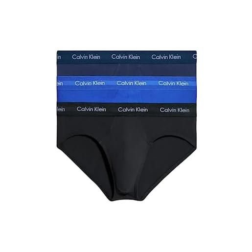 Calvin Klein cotone stretch 3 pack breve, nero/blu ombra/acqua di cobalto xl nero/blu ombra/acqua di cobalto