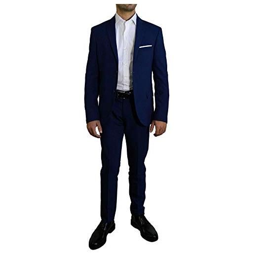 PF abito completo uomo sartoriale vestito elegante e da cerimonia slim fit made in italy - tg 56 - bluette