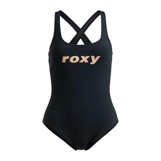Roxy active erjx103630 costume intero con spalline incrociate da donna. , antracite, s