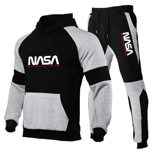 BRIGHTS nasa mens tracksuit sets, stampato felpe con cappuccio jogging bottoms due pezzi set abbigliamento sportivo tuta con cappuccio giacca e pantaloni sportivi all'aperto casual jogging