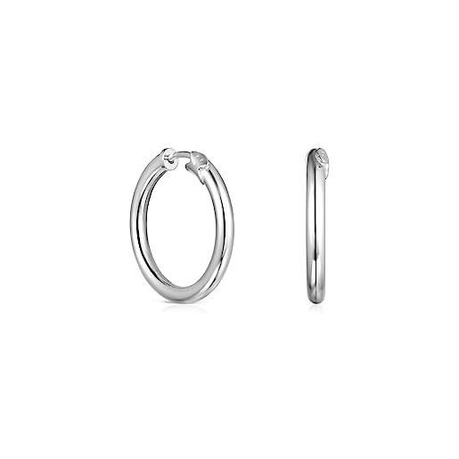 TOUS orecchini a cerchio in argento sterling da donna con chiusura creolo diametro 25 mm, classico ed elegante, collezione basics, argento