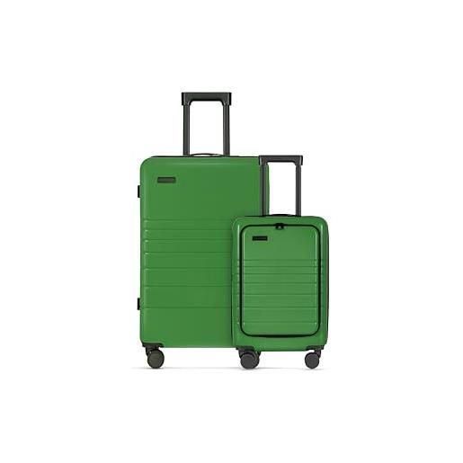 ETERNITIVE - set di 2 valigie rigide - piccola e grande | valigie da viaggio in abs | dimensioni: 55 & 75,5 cm | set di valigie con lucchetto tsa | ruote a 360° | valigie leggero e durevole | verde