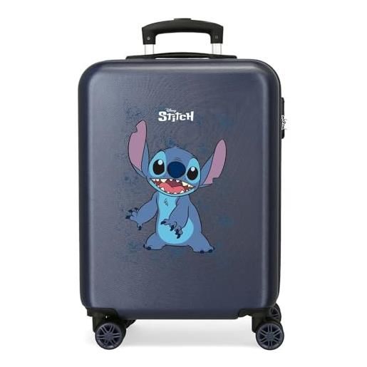 Disney joumma Disney happy stitch valigia da cabina blu 38 x 55 x 20 cm rigida abs chiusura a combinazione laterale 35 l 2 kg 4 ruote doppie bagaglio a mano, blu, valigia cabina