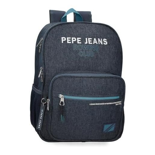 Pepe Jeans edmon zaino scuola blu 30 x 40 x 12 cm poliestere 15,6 l by joumma bags, blu, zaino scuola