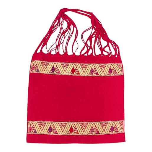 Generic borsa tote artigianale in tessuto con ricamo san andres, realizzata in chiapas, messico, rosa (mexicano)