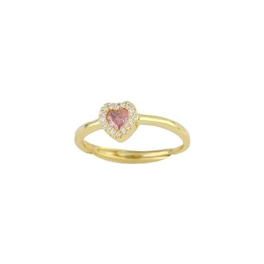 SZ Watches & Jewelry anello donna linea shine in argento rodiato 925% con zirconi taglio a cuore - disponibili in diversi colori e dimensioni - idea regalo san valentino (placcato oro - rosa)