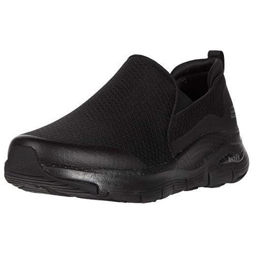 Skechers arch fit banlin, sneaker uomo, black mesh/black synthetic/trim, 47.5 eu