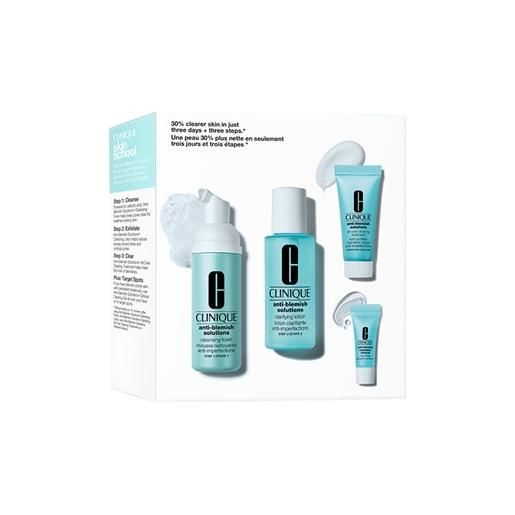 Clinique set regalo per lei set regalo cleansing foam 50 ml + clarifying lotion 60 ml + clearing treatment 15 ml + clearing gel 3 ml