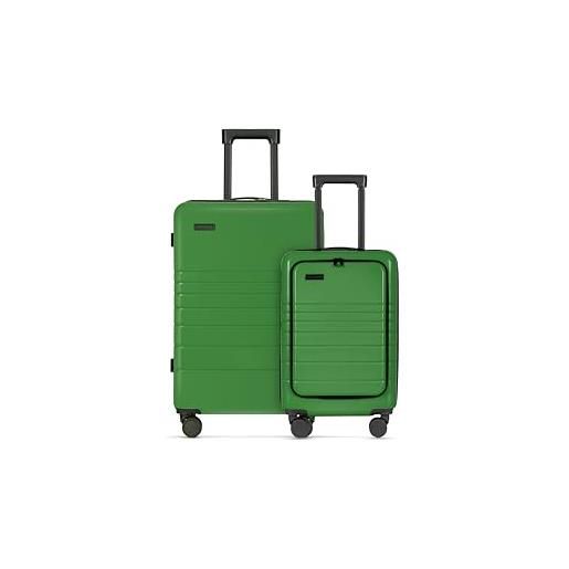ETERNITIVE - set di 2 valigie rigide - piccola e media | valigie da viaggio in abs | dimensioni: 55 & 65,5 cm | set di valigie con lucchetto tsa | ruote a 360° | valigie leggero e durevole | verde