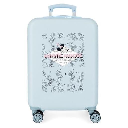 Disney joumma Disney minnie american darling valigia da cabina blu 38 x 55 x 20 cm rigida abs chiusura a combinazione laterale 35 l 2 kg 4 ruote doppie bagaglio a mano, blu, valigia cabina