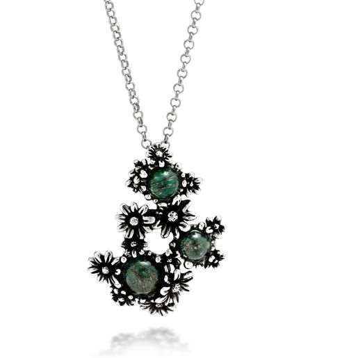 Giovanni Raspini / margherite garden / collana con pendente / argento e agata verde