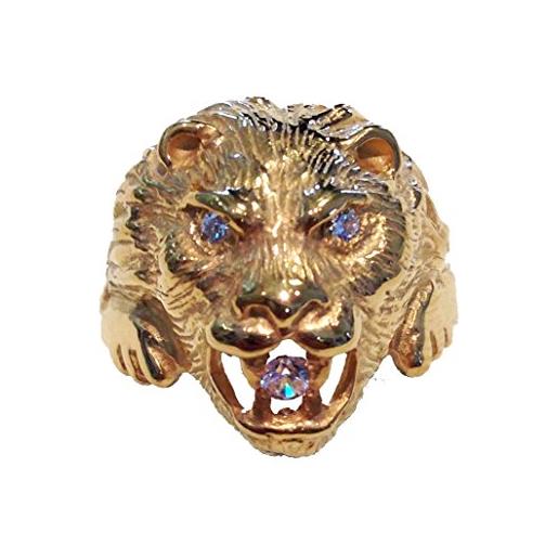 Corsano Laboratorio Orafo testa di leone - anello in argento, doratura, pietre bianche (27)