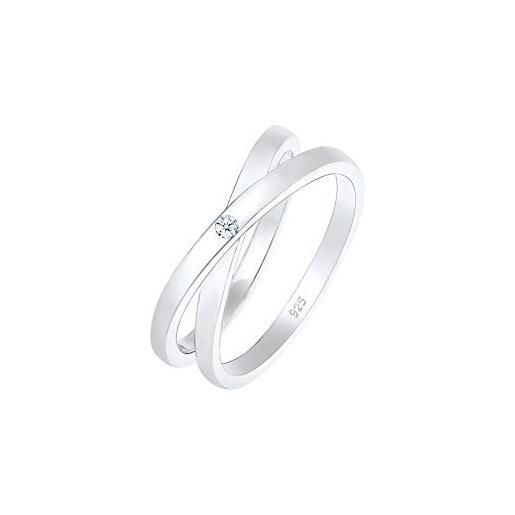 DIAMORE elli diamonds anello donne anello di avvolgimento con diamante (0.015 ct. ) in argento sterling 925