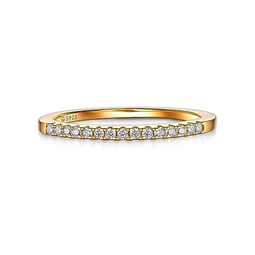 MomentWish fedi nuziali oro coppia, 0.15ct moissanite anello fidanzamento donna per lei in anniversario di matrimonio argento 925 eternità anello, size56