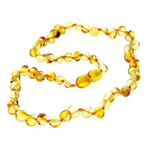 SilverAmber Jewellery - collana in ambra baltica - miele - lucida - perle di ambra genuina al 100% - massima qualità - dimensione: 36 cm - nbarhon36