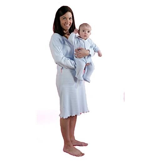 Merrymama- camicia da notte per allattamento con manica lunga bianca, small