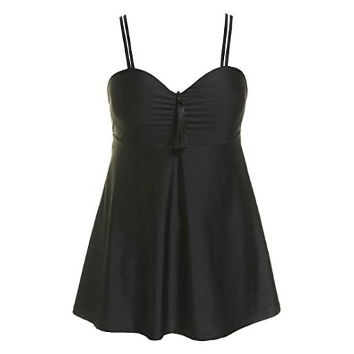 Ulla popken costume da bagno, nappa, coppe morbide, spalline doppie regolabili intero, grigio scuro, 50 di più donna