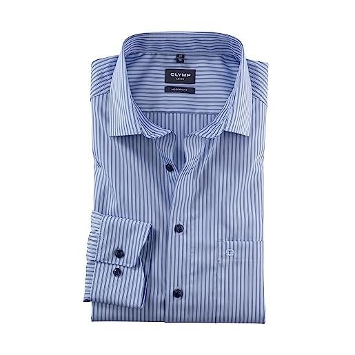 Olymp camicia da lavoro da uomo, a maniche lunghe, luxor, a righe, vestibilità moderna, global kent, blu 11, 41