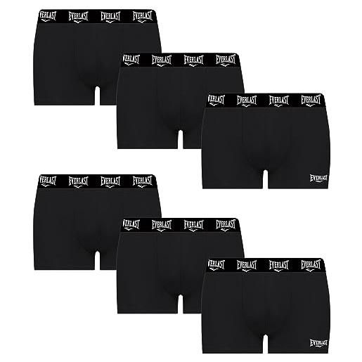 Everlast mens trunks underwear - short 4 inseam, breathable cotton underwear for men pack of 6 - cotton stretch mens underwear (x-large, black)