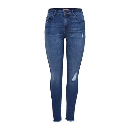 Only onlblush mid ank raw jeans rea2077 noos skinny, blu (medium blue denim), s / 30l donna