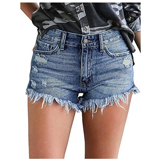 Uni-Wert pantaloncini donna jeans vita alta sexy strappati denim pantaloni corti nappa hot pants estate jeans shorts