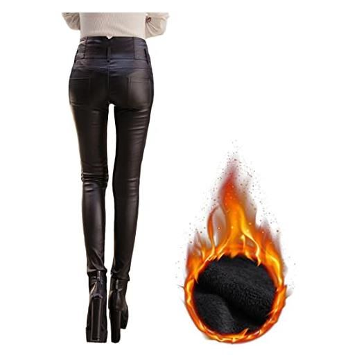 Skrsila donna pantaloni pelle vita alta leggings nero skinny elasticizzati pantaloni in ecopelle