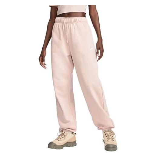 Nike sportswear club fleece - pantaloni da jogging da donna, a vita medio alta, oxford rosa/bianco, 3x