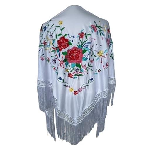 La Senorita la señorita manton spagnolo - fazzoletto - panna bianco con fiori - taglia l