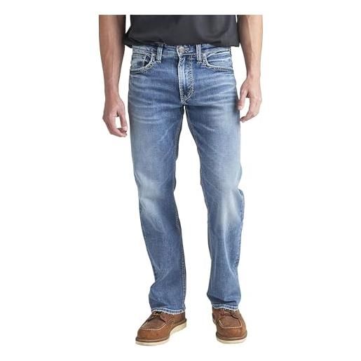 Silver Jeans Co. zac-jeans a gamba dritta con vestibilità comoda, med wash edk267, 31w x 34l uomo