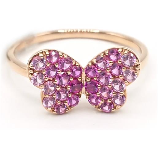 Crivelli anello Crivelli in oro rosa con farfalla di zaffiri rosa