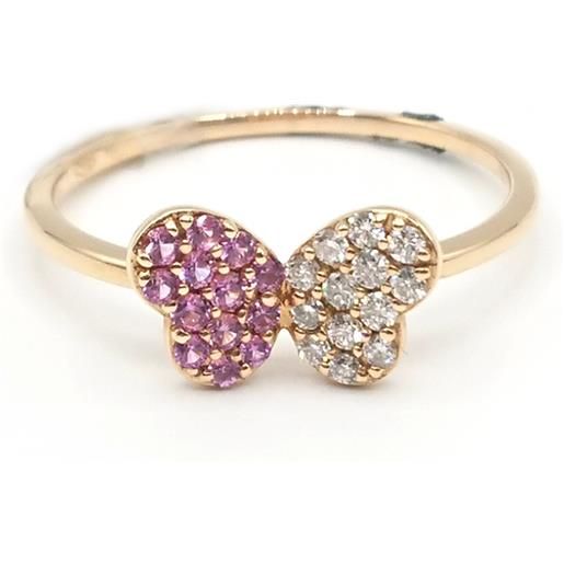 Crivelli anello Crivelli in oro rosa con farfalla di diamanti e zaffiri rosa