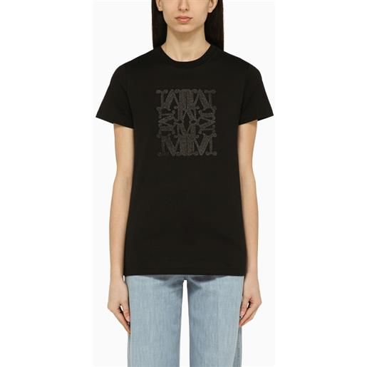 Max Mara t-shirt nera in cotone con logo