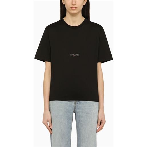 Saint Laurent t-shirt girocollo nera con stampa logo