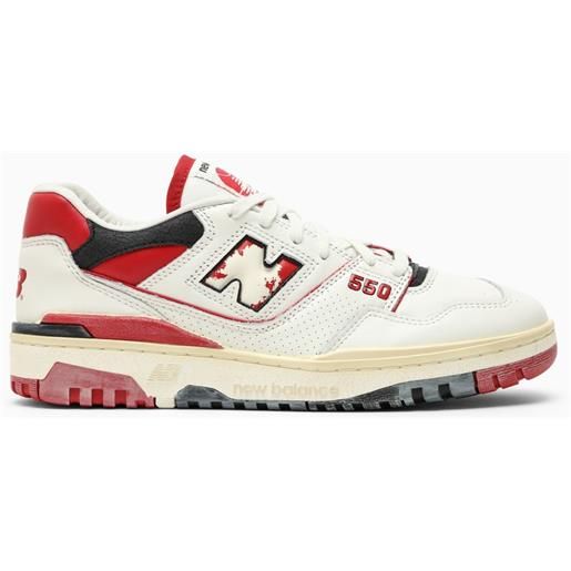 New Balance sneaker bassa 550 bianca/rossa vintage