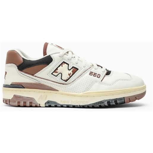 New Balance sneaker bassa 550 bianca/marrone vintage