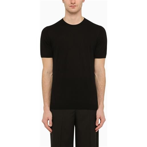Drumohr t-shirt girocollo nera in cotone