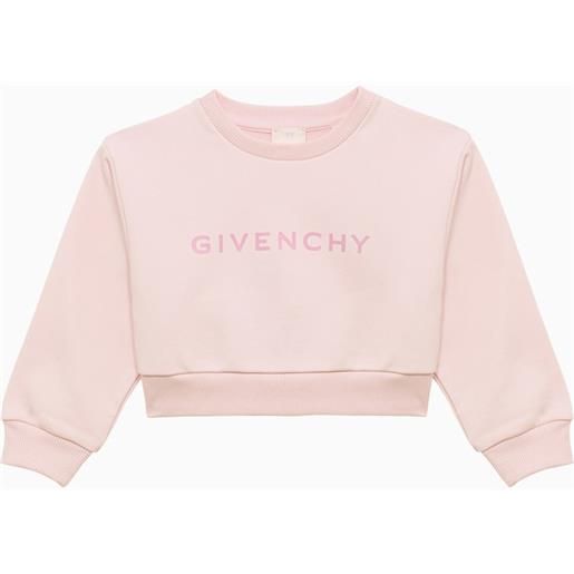 Givenchy felpa cropped rosa in misto cotone con logo