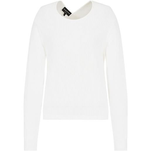 Emporio Armani maglione a coste con dettaglio cut-out - bianco