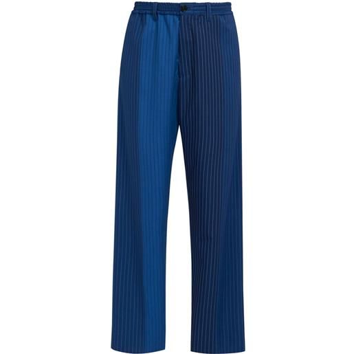 Marni pantaloni gessati con design color-block - blu