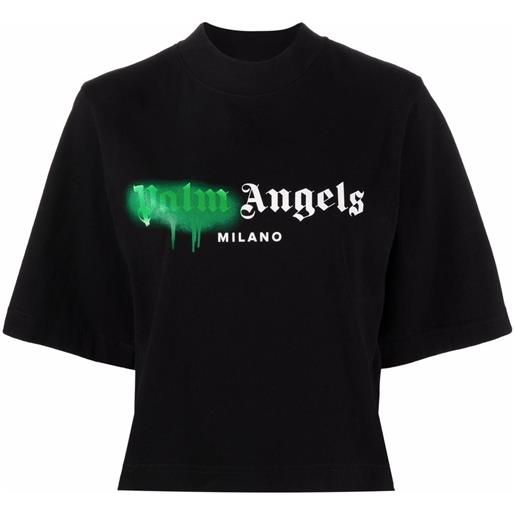 Palm Angels t-shirt milano con logo effetto spray - nero