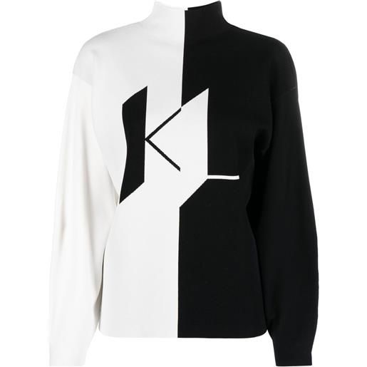 Karl Lagerfeld maglione con monogramma jacquard - bianco