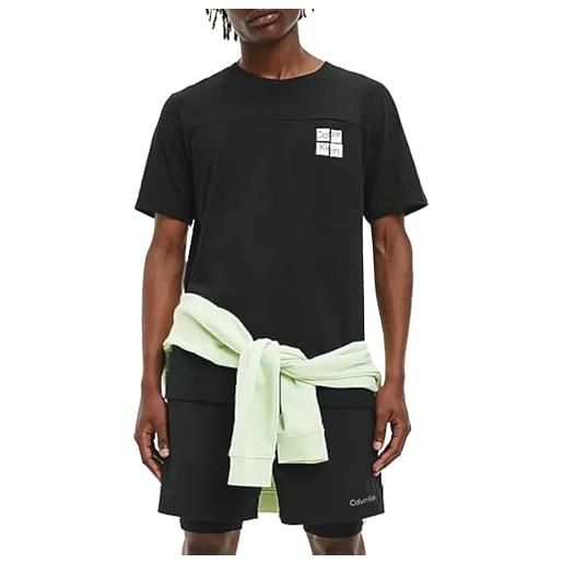 Calvin Klein ss t-shirt uomo, nero, logo anteriore e posteriore, large