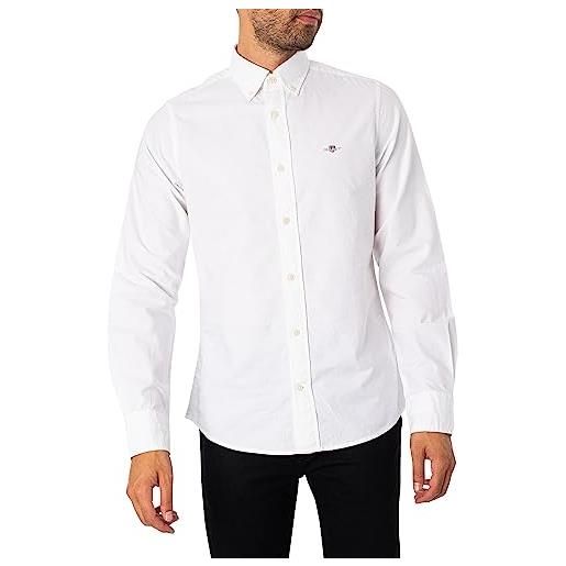 GANT slim oxford shirt, camicia elegante uomo, bianco ( white ), l