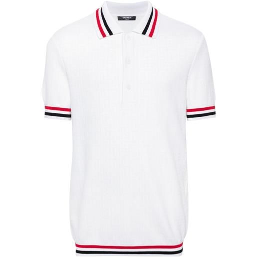 Balmain polo con monogramma jacquard - toni neutri