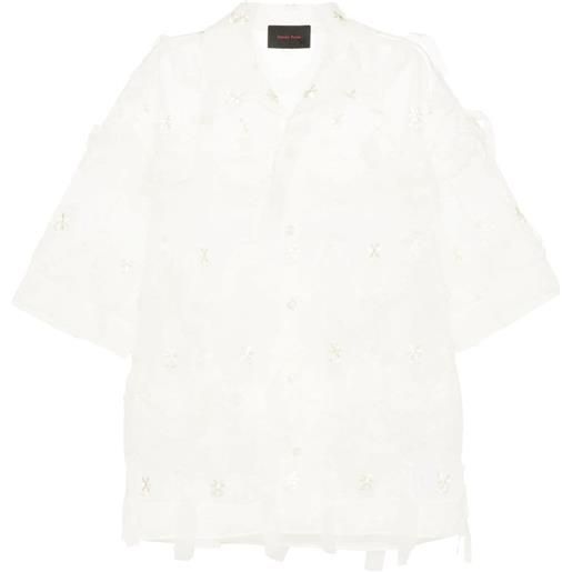 Simone Rocha camicia con ricamo - bianco