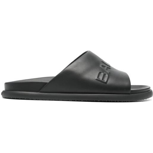 Bally sandali slides con logo goffrato - nero