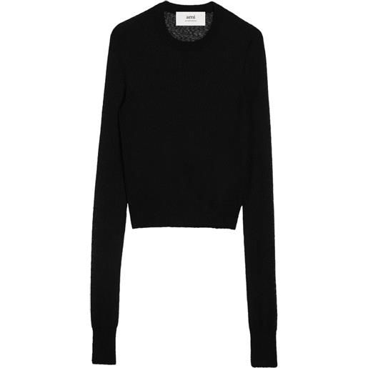 AMI Paris maglione bouclé semi trasparente - nero